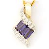 Image 1 : 0.93Ct Natural Iolite & 12 Diamond 9K Gold Pendant (JEW-9160X)