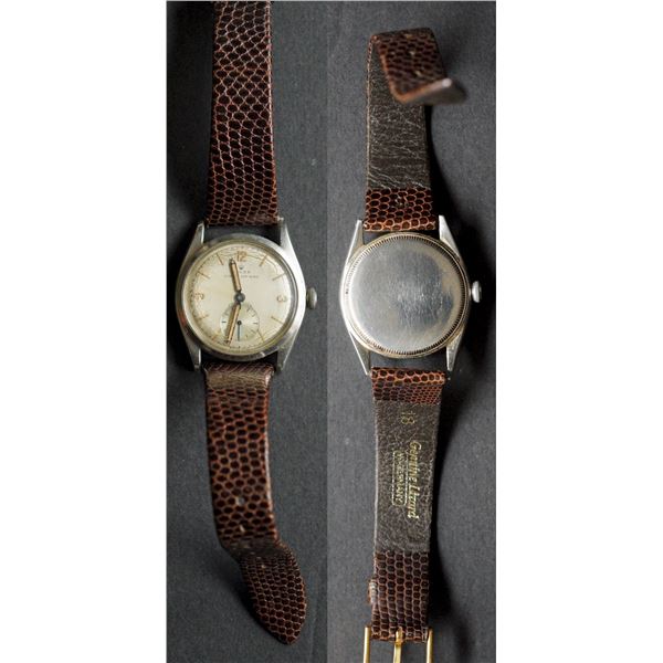 Rolex Oyster Air-King Precision - Barrel Shaped Steel Case and leather bracelet with subsidiary seco