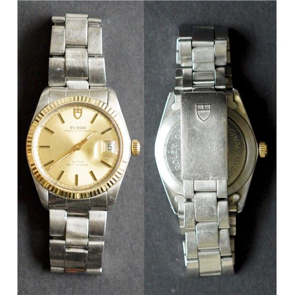 Tudor Prince Oysterdate - Rotor Self-Winding Wristwatch.  Steel Case and bracelet and gold dial.  Us