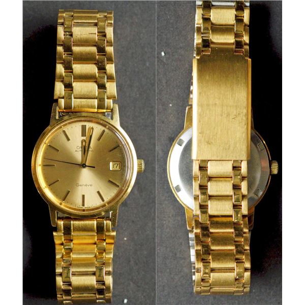 Omega Genève - Automatic Men's issue.  Yellow Gold Toned Case and bracelet.  colour w/35mm case diam