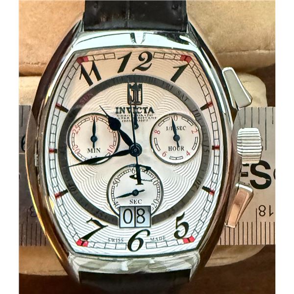 Invicta - Jason Taylor Men's 14695 Vintage Silver Dial Black Strap Chrono Watch #135/999.  Pre-used 