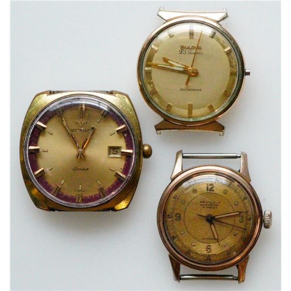 Vintage Wittnauer Geneve, Westbury Incabloc & Bulova Selfwinding 23 Jewel Watch.  Lot of 3 Men's wat