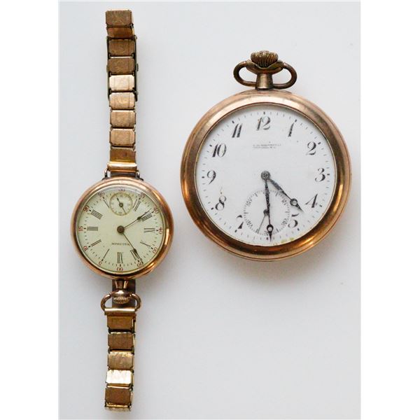 Waltham Ladies Pocket Watch mounted with a steel wrist band & J.M. Whitney Co., Victoria, BC Pocket 