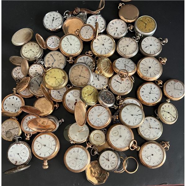 Vintage Pocket Watch Assortment - Large lot of 40+ Non Functionning Pocket watches all lotted for pa