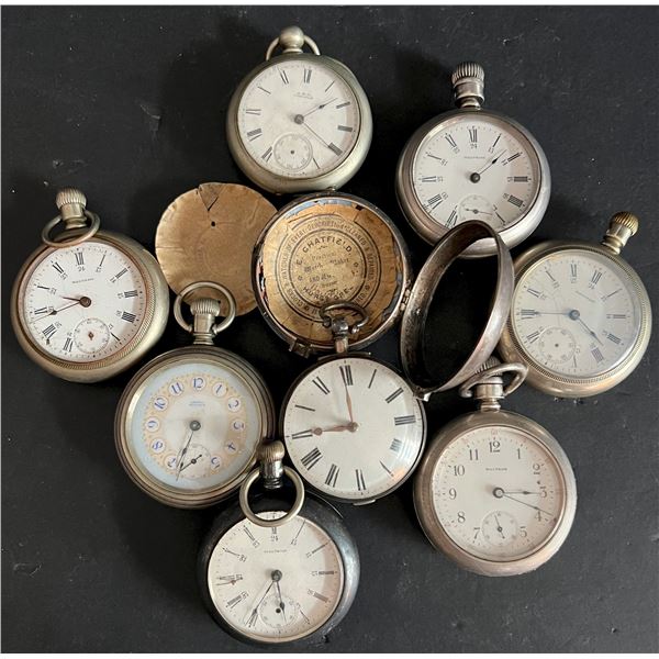 Vintage Waltham Pocket Watch Assortment - Large lot 8 Non functionning watches for parts or repair. 