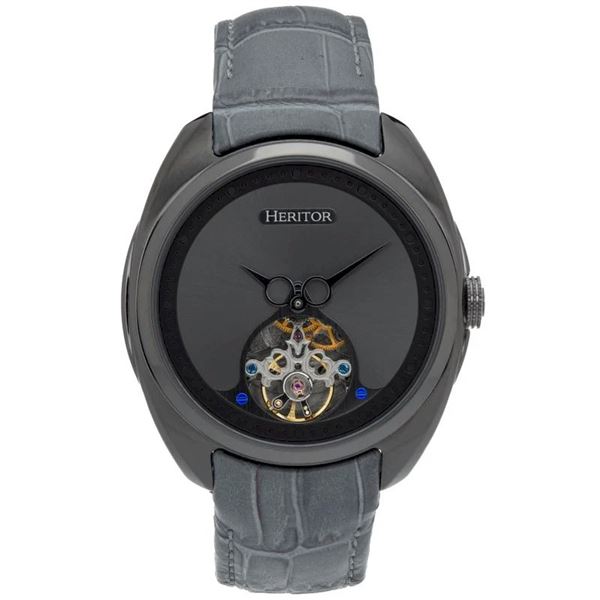 Heritor Automatic Roman Semi-Skeleton Leather-Band Watch - Gunmetal/Gray - HERHS2206.  New in Origin