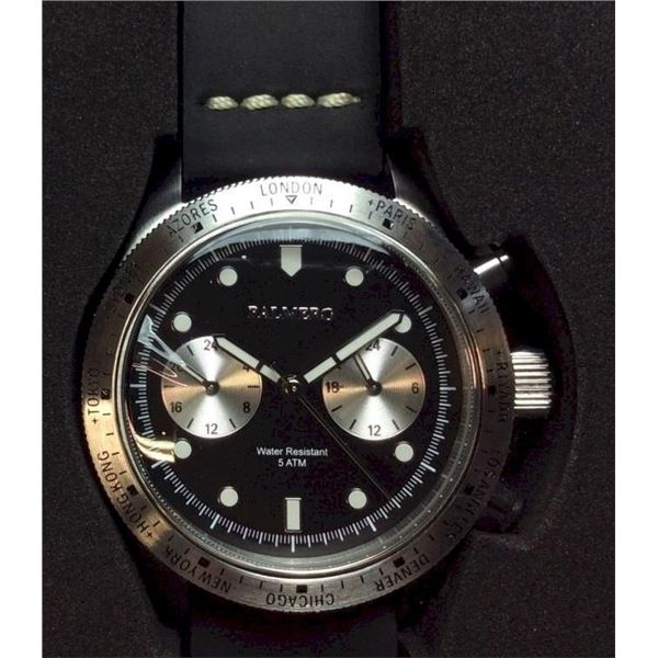 Palmero Voyager Dual Time Chronograph w/Silver & Black Dial.  New in Original Box.