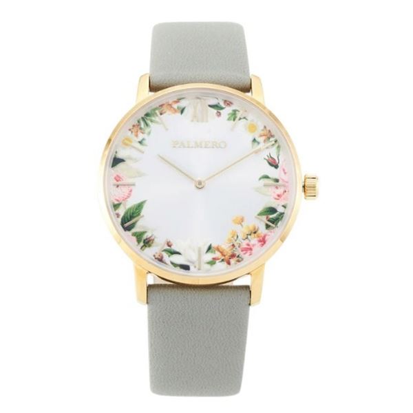 Palmero De Fleurs w/Floral White Dial & Grey Strap.  New in Original Box.