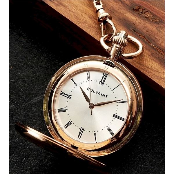 Bolvaint Essarios Rose Gold Pocket Watch - Silver.  New in Original Box.