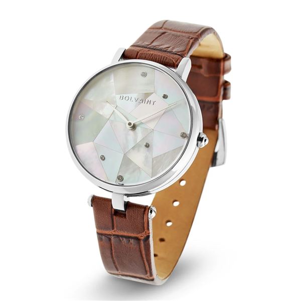 Bolvaint The Vainui Mother-of-Pearl Ladies' Watch - Silver & Umber Brown Quartz watch.    New in Ori