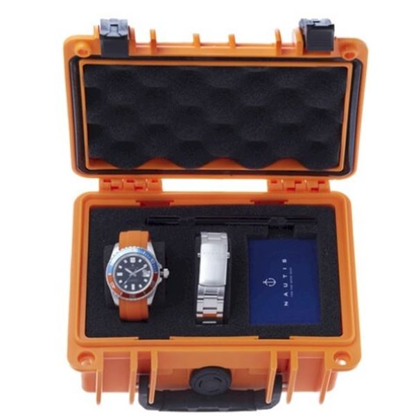 Nautis Interceptor Quartz Black Dial Men's Quartz Watch - Stainless Steel with interchangeable Orang