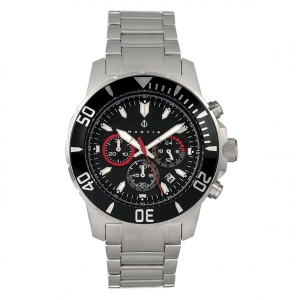 Nautis Men's Caspian Chronograph 500 Quartz Watch - Stainless Steel w/Black Dial.  New in Original B