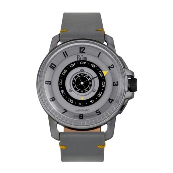 Reign Monarch Automatic Men's Watch w/Grey Dial & Domed Leather-Band Watch.    New in Original Box.