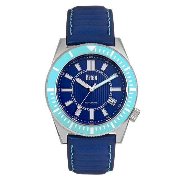 Reign Francis Automatic Men's Watch w/lue Dial &  Blue Leather-Band.    New in Original Box.