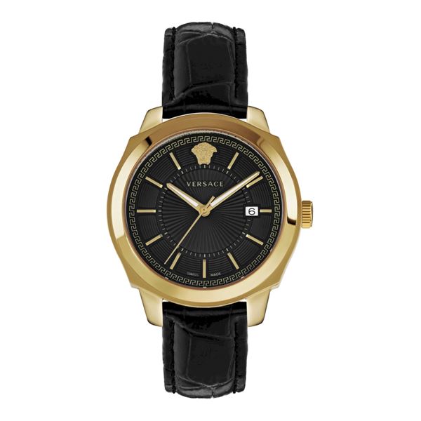 Versace VEV900721 Icon Classic Chrono Bracelet Men's Watch w/Black Guilloché Dial - Swiss Made Chron