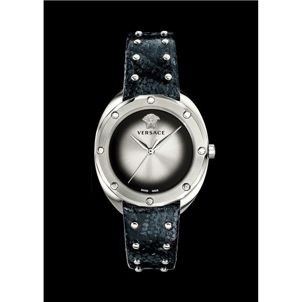 Versace VEBM00118 Shadov Women's Watch Black Leather Silver Stainless Steel 38mm.   New in Original 
