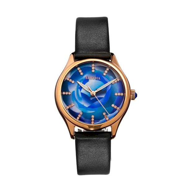 Bertha Georgiana Mother-Of-Pearl Leather-Band Watch w/Japanese Miyota 2035 Quartz Movement.  New in 
