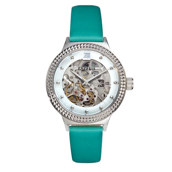 Empress Alice Automatic MOP Skeleton Dial Leather-Band Watch.  New in Original Box.