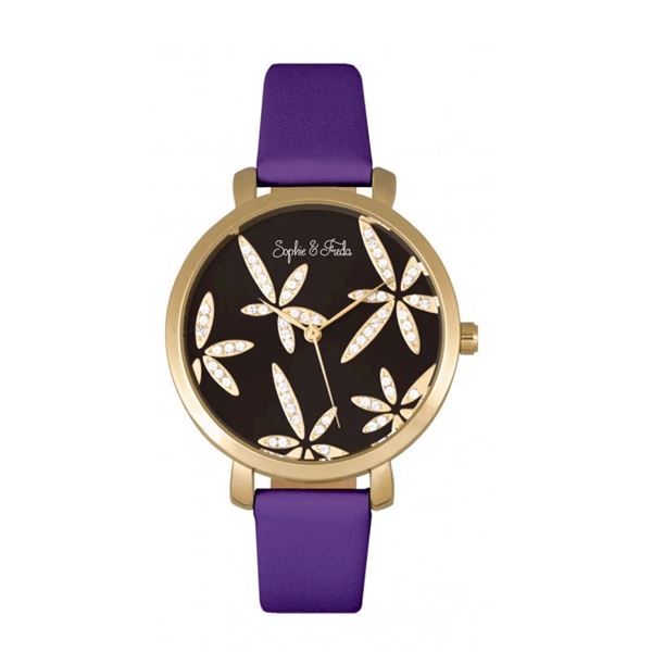 Sophie & Freda Key West Leather-Band Watch w//Swarovski Crystals - SAFSF4306 w/Japanese Seiko PC21S 