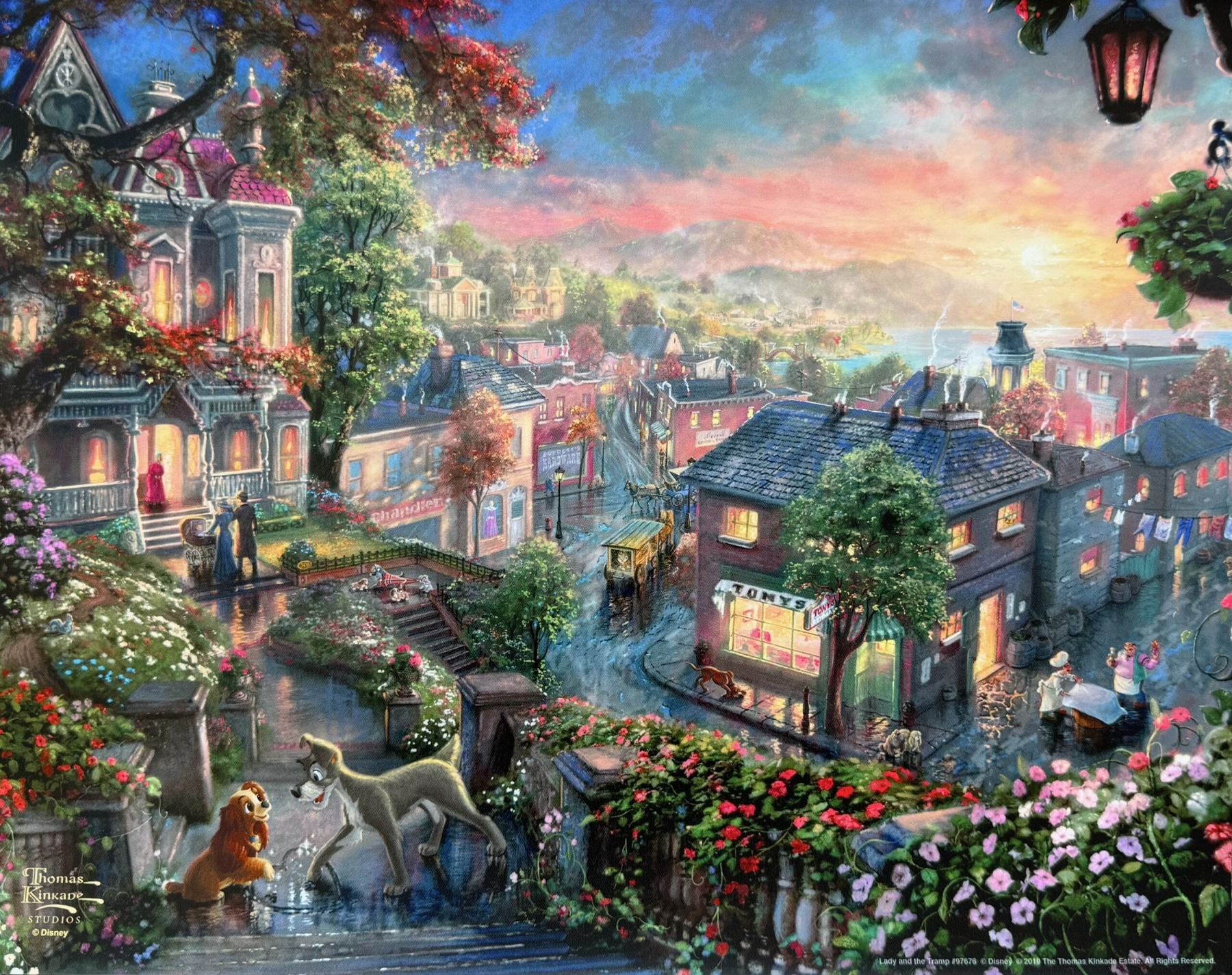 Thomas Kinkade Disney LADY AND THE TRAMP Lithograph
