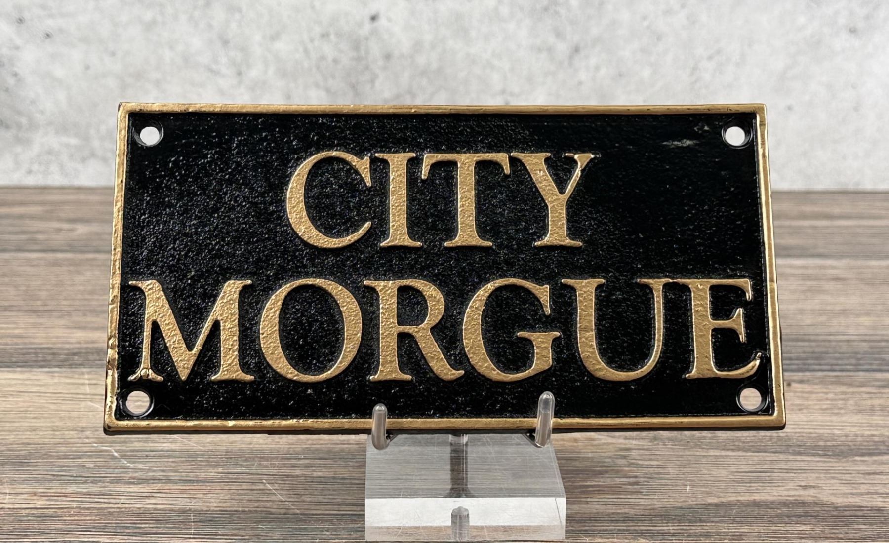 City Morgue Cast Iron Sign Plaque