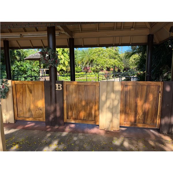 Monkeypod Triple-Panel Swinging Entrance Doors Marked "B",  36" x 2" x 42"H (each)
