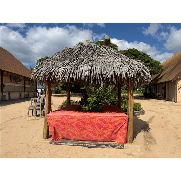 PalmEx Aloha Tiki Hut w/ Ohia Posts & Thatched Roof  97" x 102" x 121"H