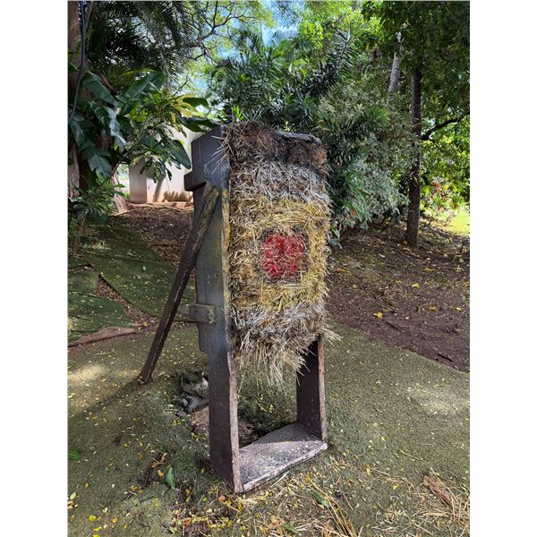 Wooden Plank A-Frame Target Stand w/ Fiber Material Target 26" x 52" x 70"H