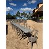 Image 1 : Qty 3 Tables 95" x 24" x 29"H & 24 Plastic Stacking Chairs 16" Dia, 36"H