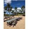 Image 1 : Qty 3 Tables 95" x 24" x 29"H & 18 Plastic Stacking Chairs 16" Dia, 36"H