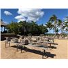 Image 1 : Qty 6 Tables 95" x 24" x 29"H & 48 Plastic Stacking Chairs 16" Dia, 36"H