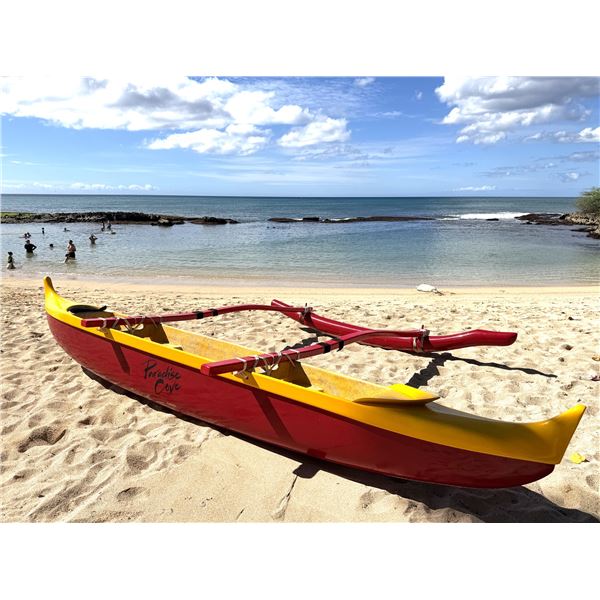 Yellow & Red Outrigger Canoe 15' 6'" L