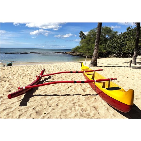 Yellow & Red Outrigger Canoe 15' 4" L