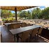 Image 1 : Qty 3 Long Tables 95" x 24" x 29"H & 18 GAR Woven Chairs 17" x 16" x 37"H