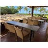 Image 1 : Qty 3 Long Tables 95" x 24" x 29"H & 18 GAR Woven Chairs 17" x 16" x 37"H