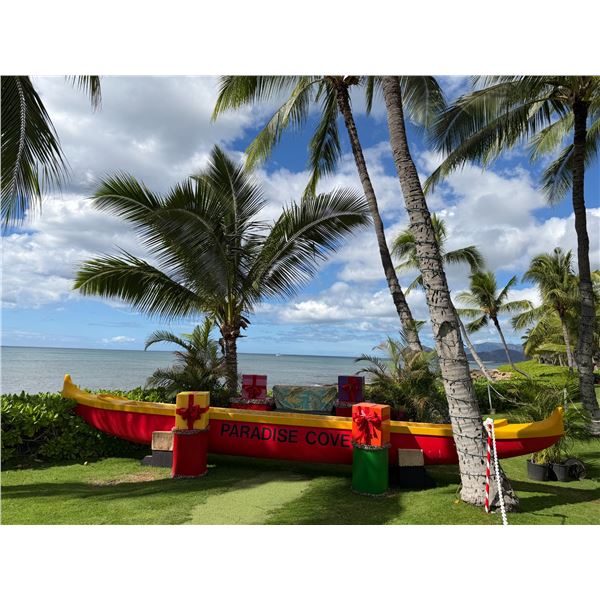 Paradise Cove Yellow & Red Canoe on Stand 22' 3" L