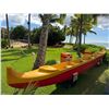 Image 4 : Paradise Cove Yellow & Red Canoe on Stand 22' 3" L