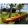 Image 6 : Paradise Cove Yellow & Red Canoe on Stand 22' 3" L