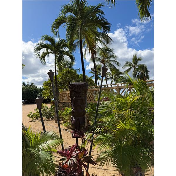 Tiki Statue on Metal Pole Stand 12" x 38" (Tiki), 68"H Total