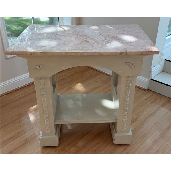 Wooden Table w/ Natural Stone Top 35" x 24" x 33"H