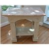 Image 1 : Wooden Table w/ Natural Stone Top 35" x 24" x 33"H