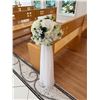 Image 3 : Qty 5 White Artificial Wedding Pew Flower Bouquet Arrangements Approx. 9" Dia, 38"L