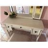 Image 4 : White Vanity Set w/ Mirror, Drawers & Stool 51" x 19" x 31"H (flowers not included)