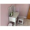 Image 6 : White Vanity Set w/ Mirror, Drawers & Stool 51" x 19" x 31"H (flowers not included)