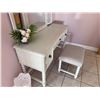 Image 7 : White Vanity Set w/ Mirror, Drawers & Stool 51" x 19" x 31"H (flowers not included)