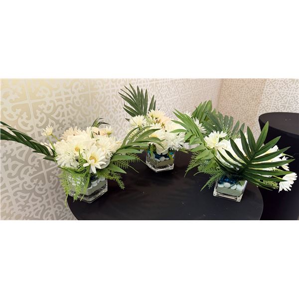 Qty 3 Small Artificial Flower Arrangements, Misc Sizes