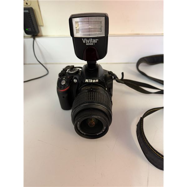 Nikon D3200 DSLR Digital Camera w/ AF-S DX Nikkor 18-55mm f/3.5-5.6G VR Lens & Vivitar Series 1 Flas