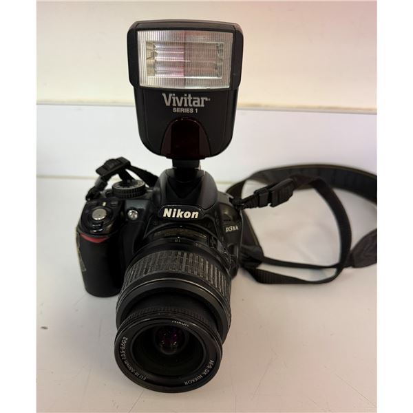 Nikon D3100 DSLR Digital Camera w/ AF-S DX Nikkor 18-55mm f/3.5-5.6G VR Lens & Vivitar Series 1 Flas