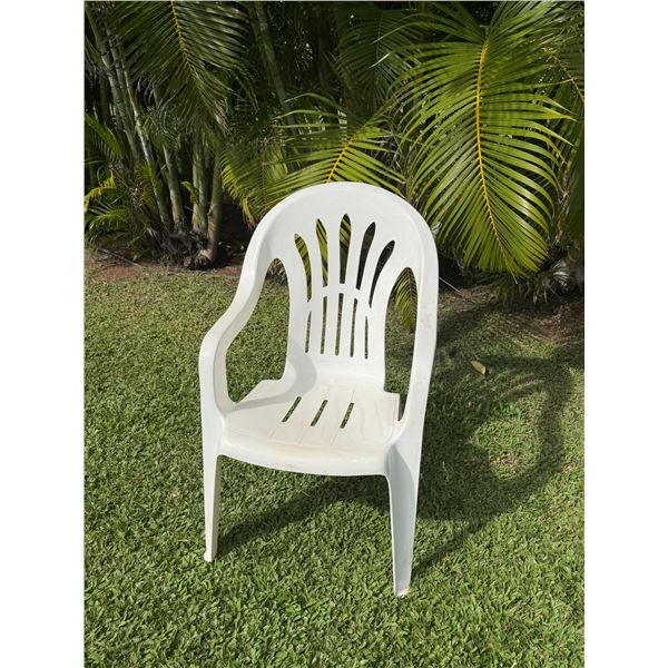 Qty 169 White Plastic Stacking Chairs 24" x 18" x 36"H