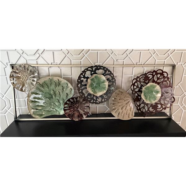 Modern Multi Media Art Sculpture w/ Shell Underwater Motif 36" x 12"